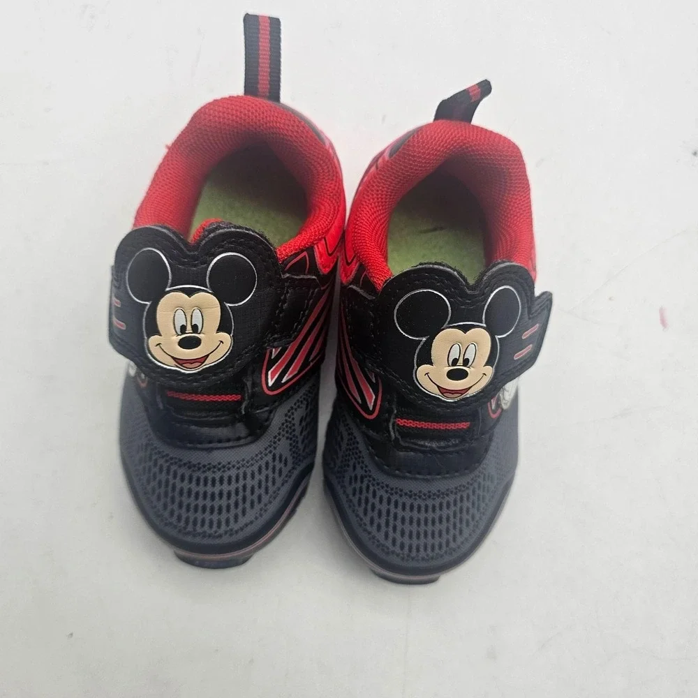 Disney Mickey Mouse Shoes KIDS Size 6 Black Red Athletic Sneaker Hook Loop